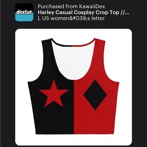 Harley Quinn crop tops XL & L. Brand new from Etsy (can’t return). $29.99 each.